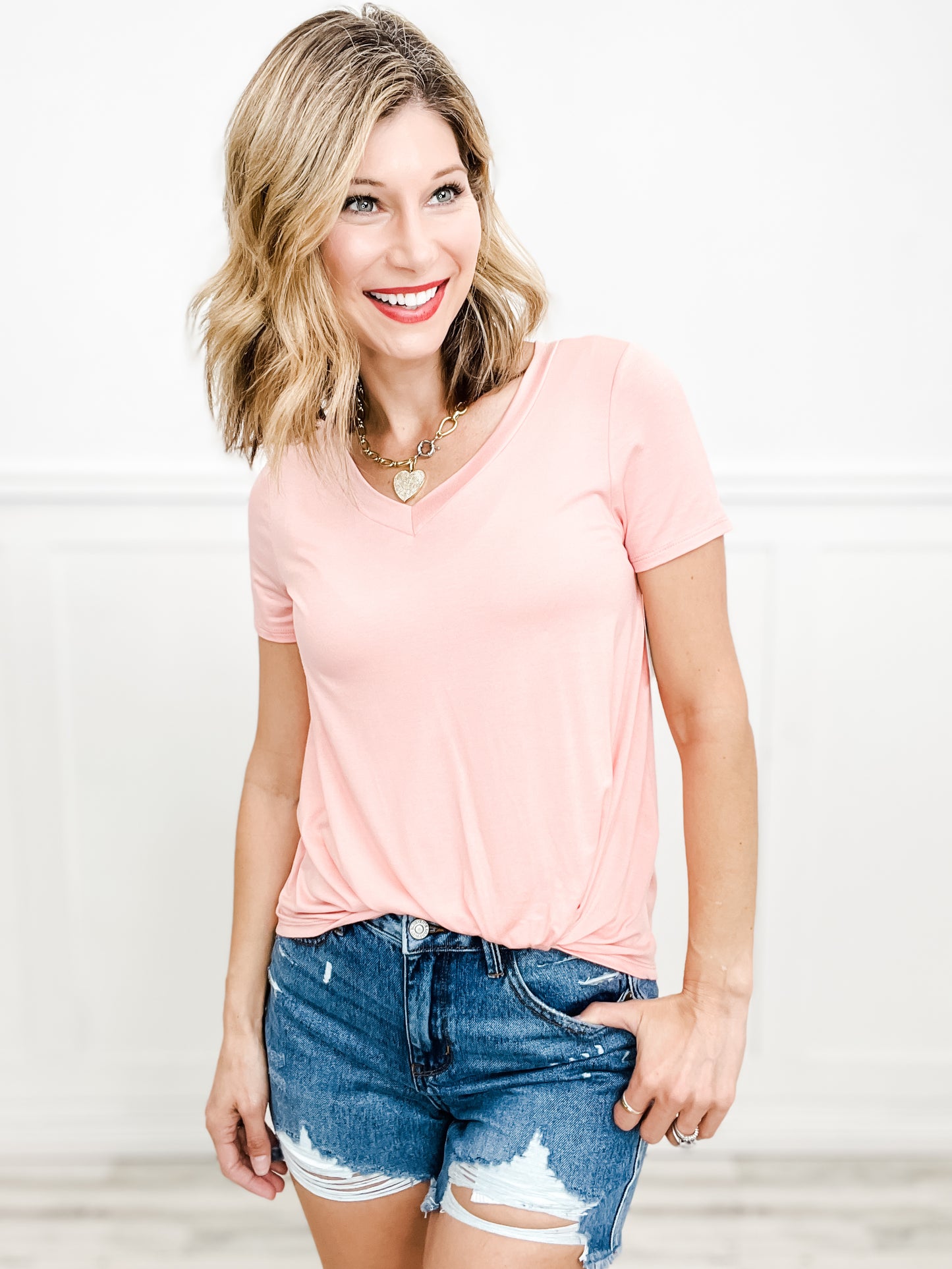 Dressed To The Nines V-Neck Knotted Top