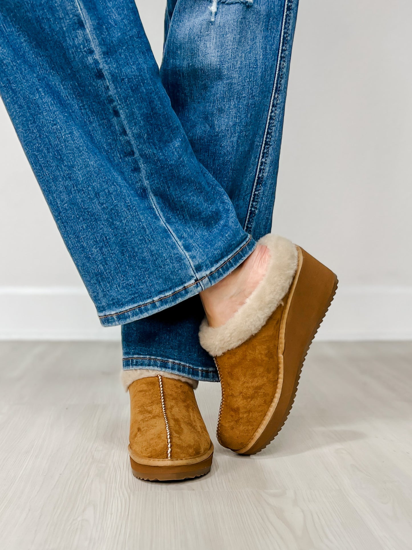 Corkys Easy Going Wedge Clogs in TOBACCO FAUX SUEDE