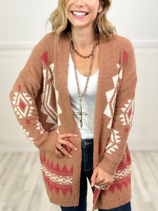 Crazy In Love Aztec Pattern Comfy Open Long Sweater Cardigan