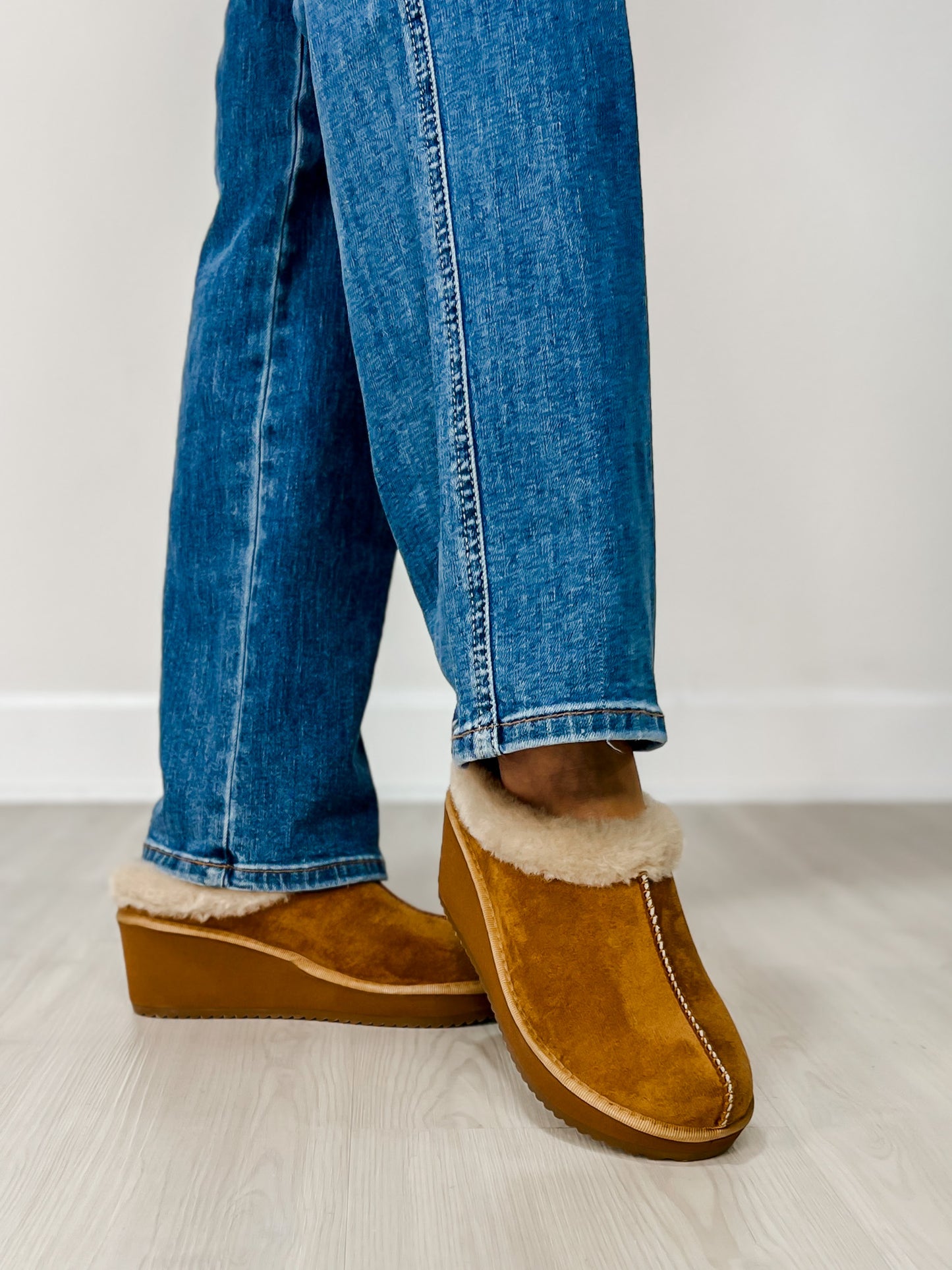 Corkys Easy Going Wedge Clogs in TOBACCO FAUX SUEDE