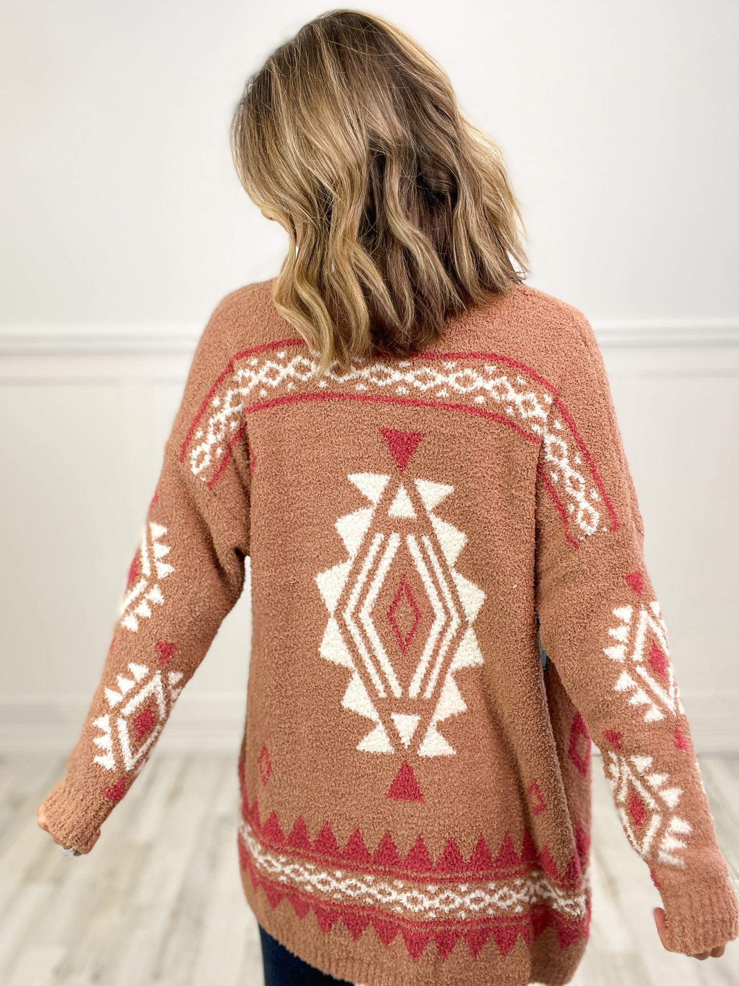 Crazy In Love Aztec Pattern Comfy Open Long Sweater Cardigan