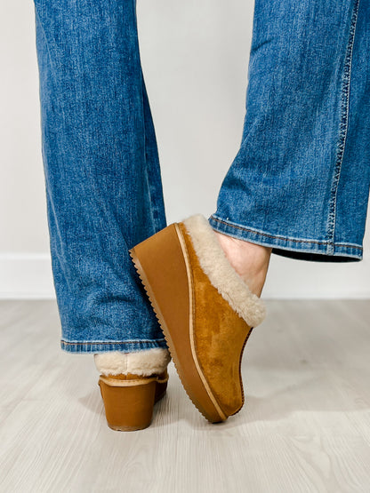 Corkys Easy Going Wedge Clogs in TOBACCO FAUX SUEDE