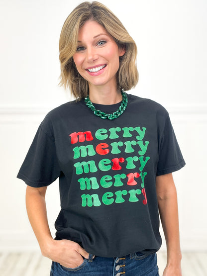 Merry Merry Merry Embellished Graphic Tee