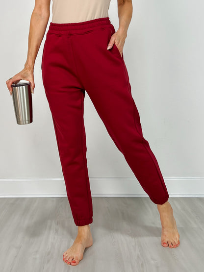 Elastic Waistband Cotton Blend Fleece Joggers