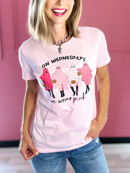 On Wednesdays We Wear Pink Ghost Graphic Tee