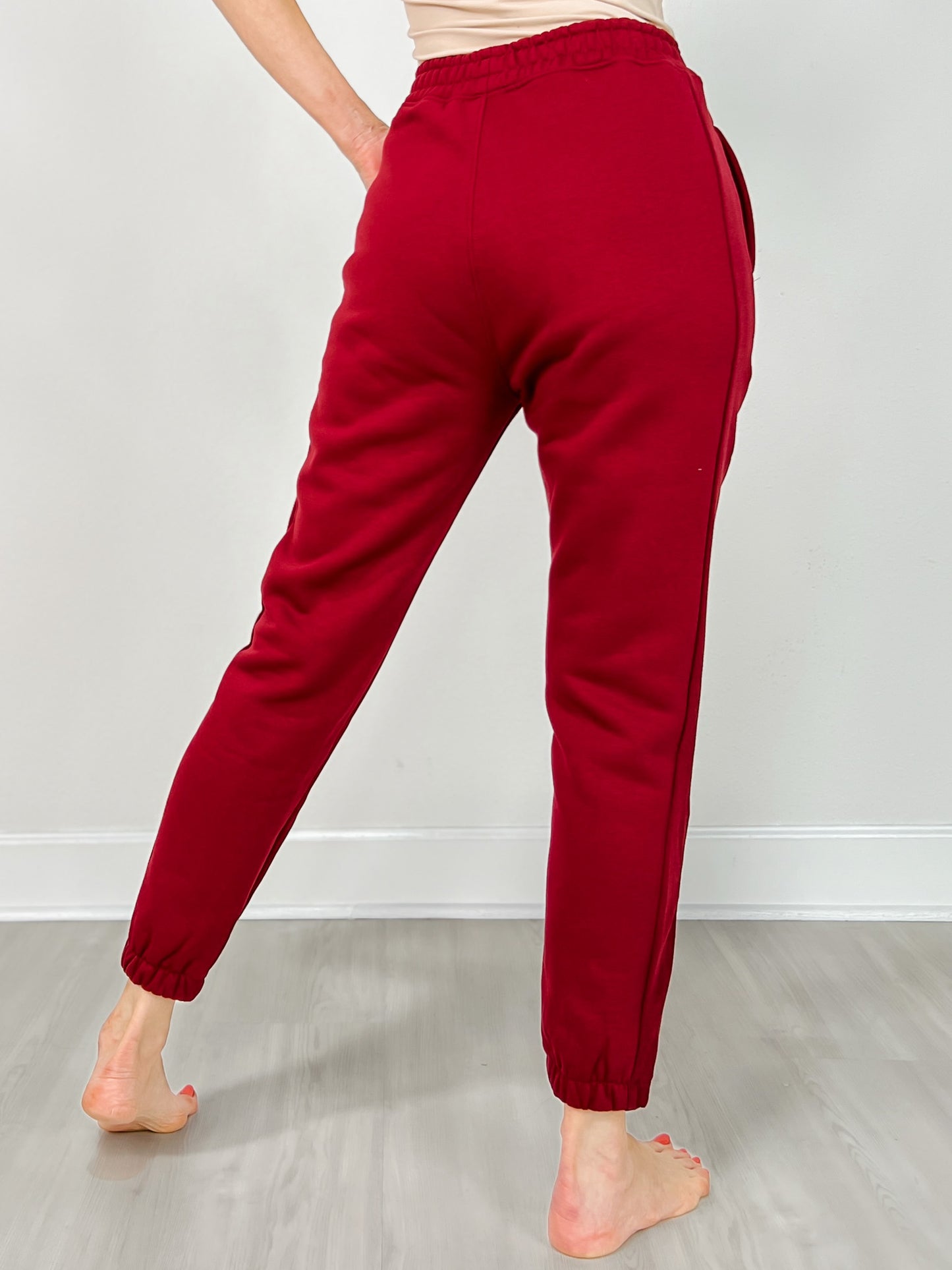 Elastic Waistband Cotton Blend Fleece Joggers