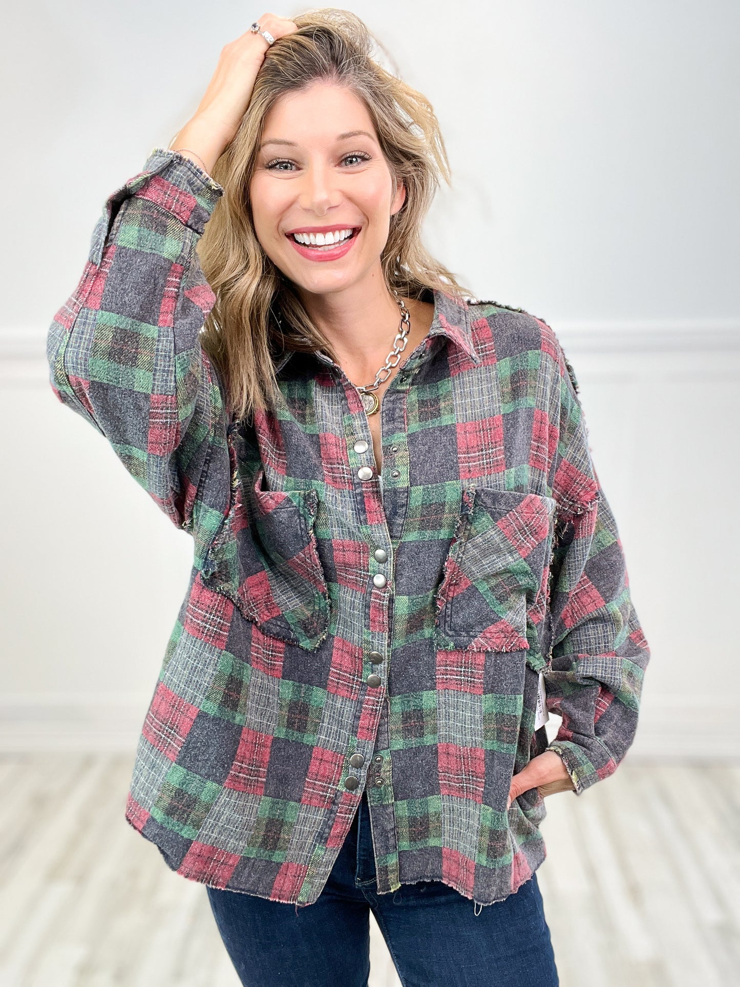 Only Girl Patchwork Plaid Top