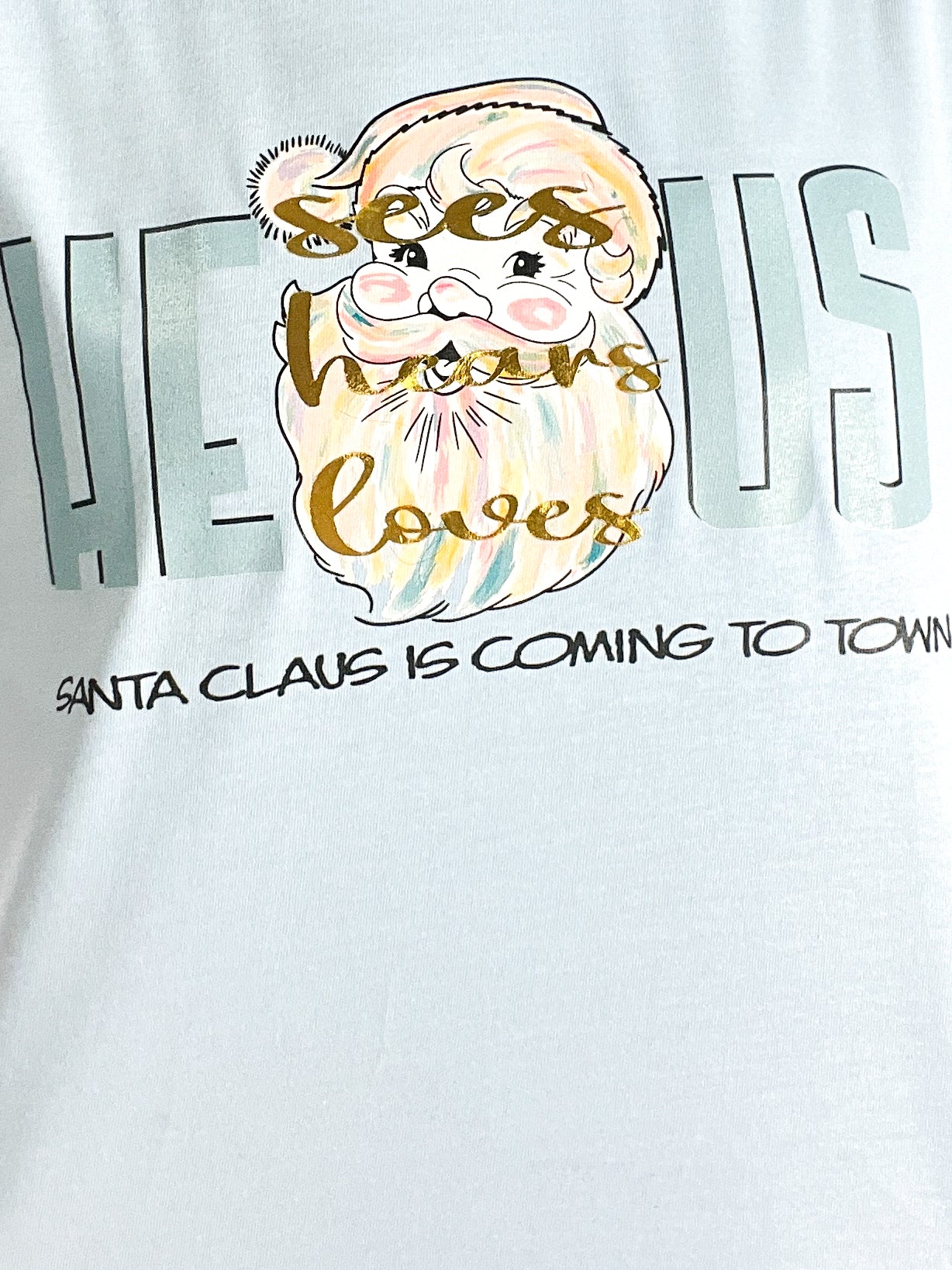 Santa Clause Is Coming to Town Gold Foil Graphic Tee