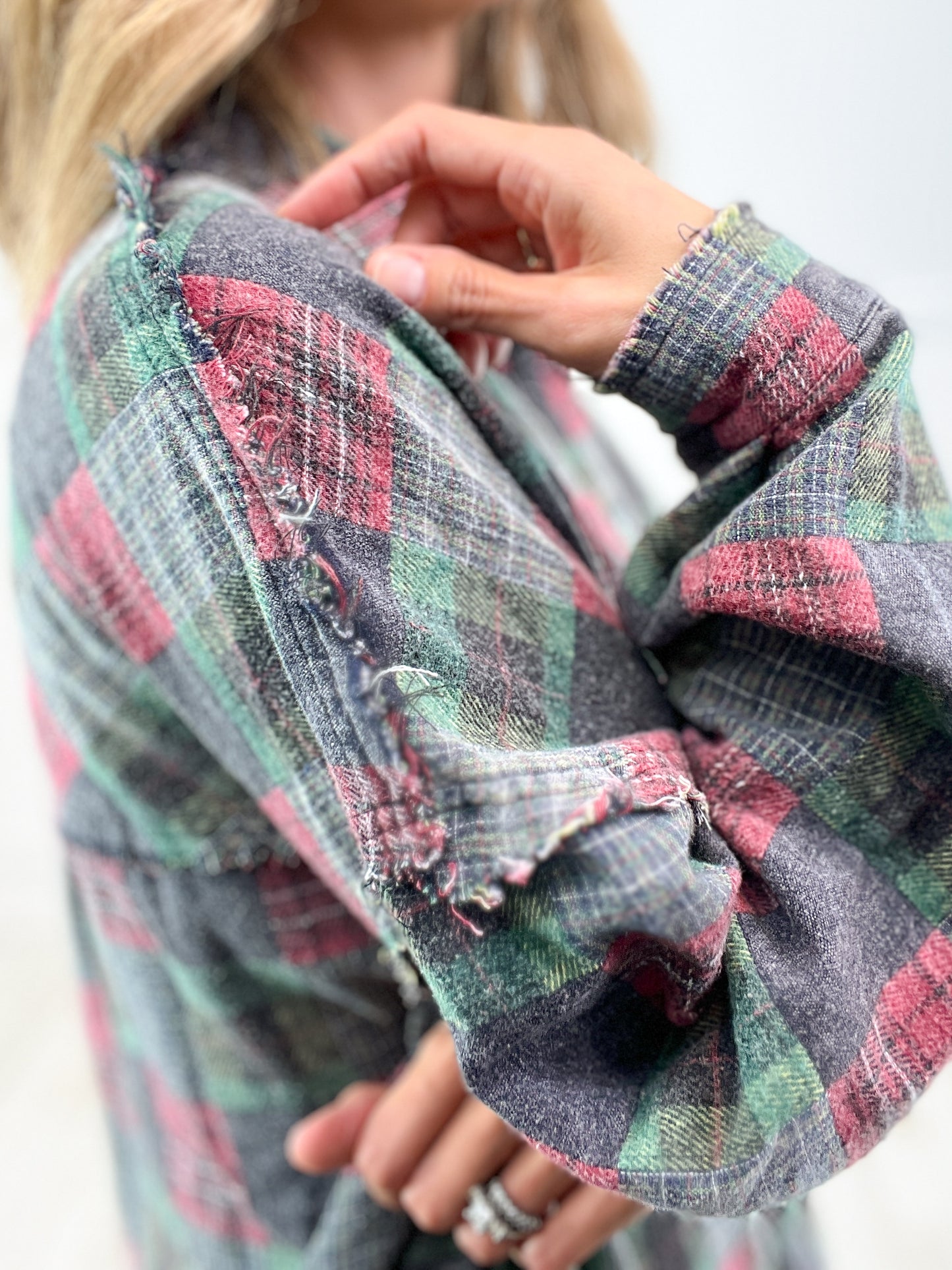 Only Girl Patchwork Plaid Top