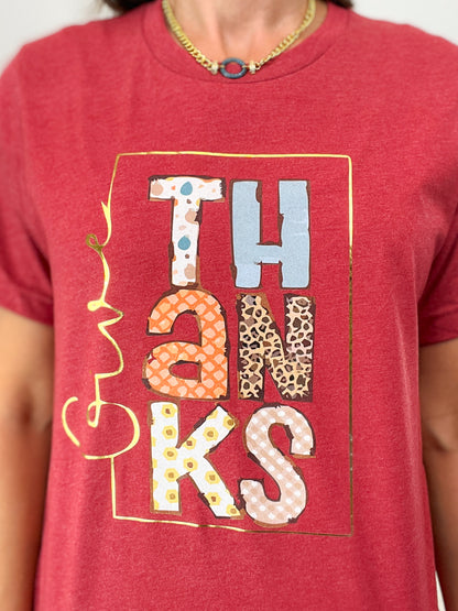 Give Thanks Graphic Tee with Bling