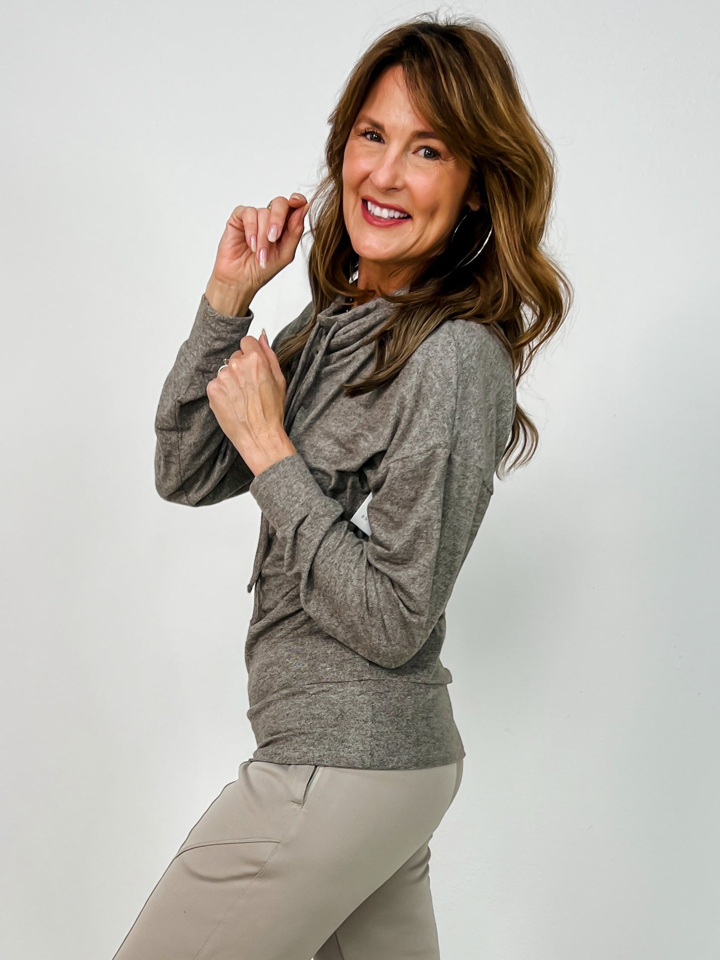 Brushed Cowl Neck Lounge Pullover
