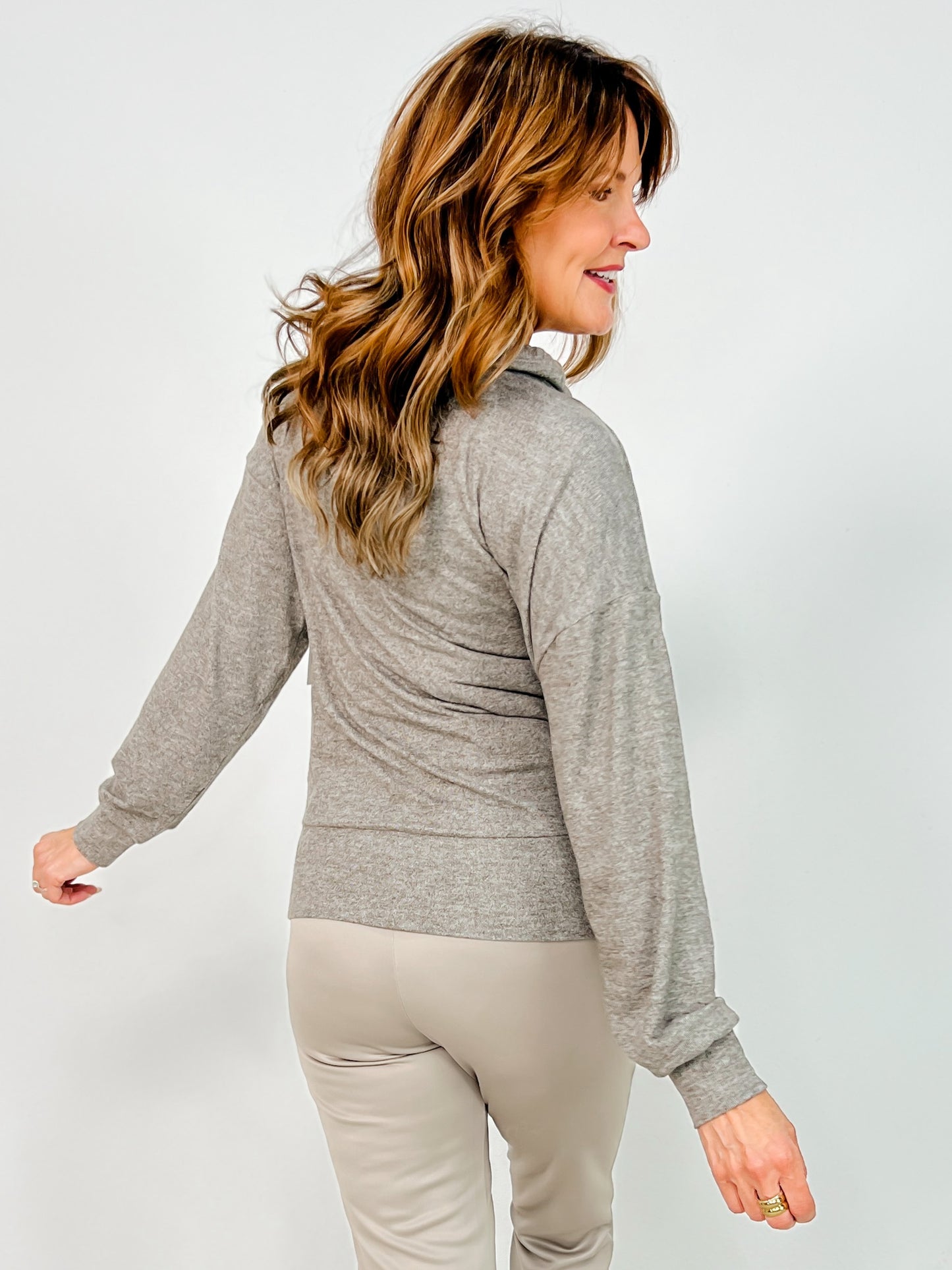 Brushed Cowl Neck Lounge Pullover