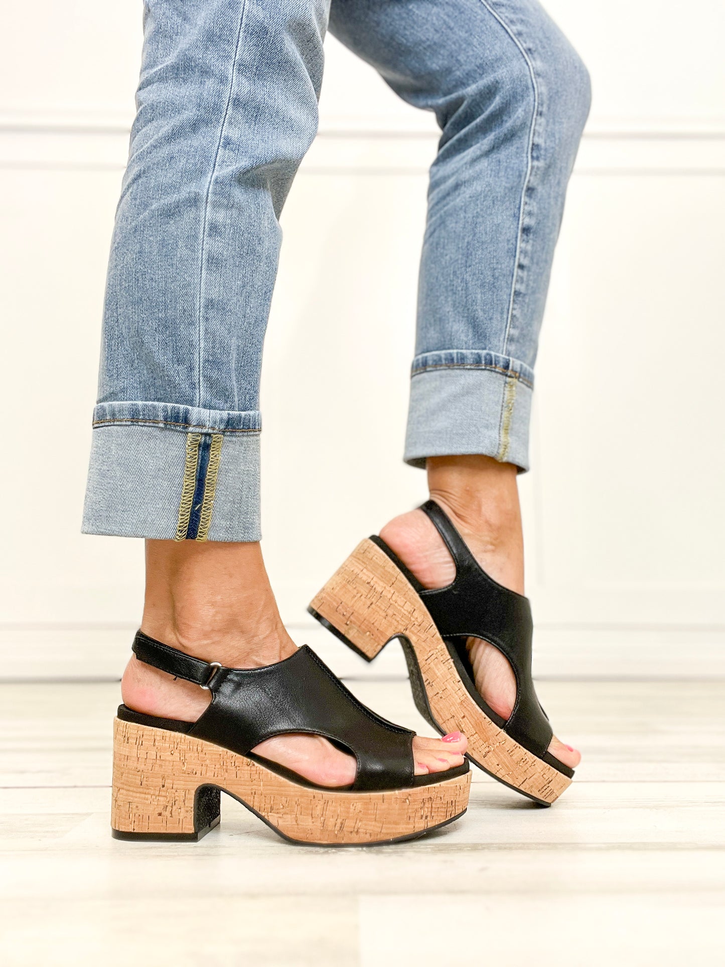 Corkys Miss Carley Block Heel Sandals in Black