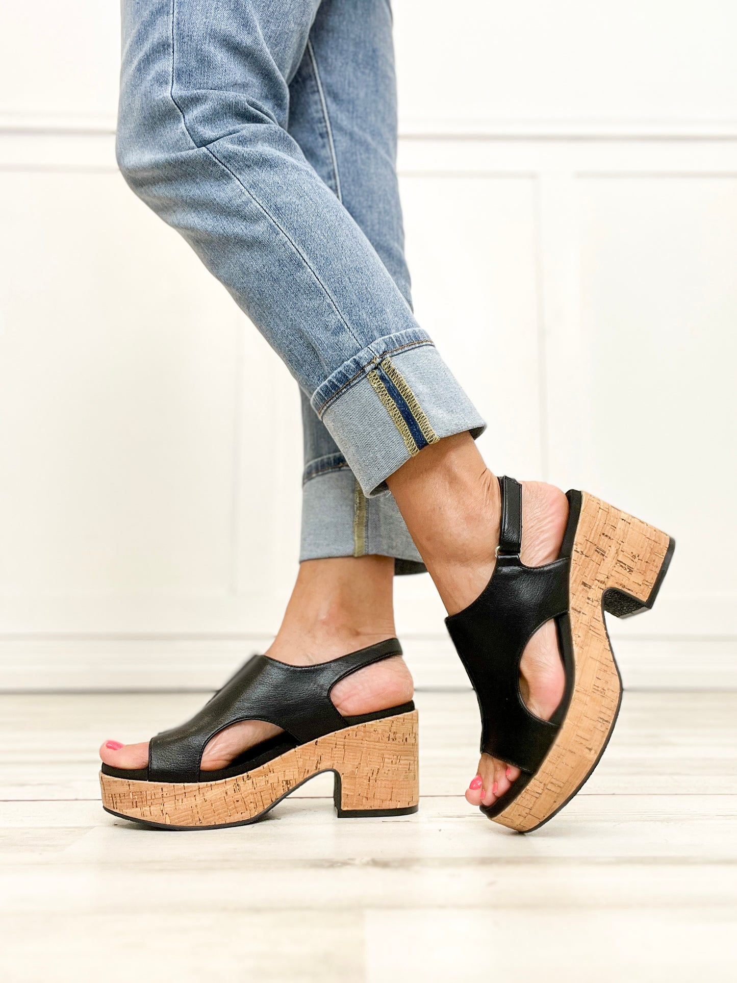 Corkys Miss Carley Block Heel Sandals in Black