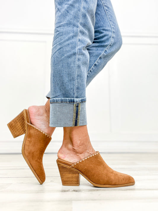 Corkys Sizzle Pointed Toe Mules in Tobacco Faux Suede