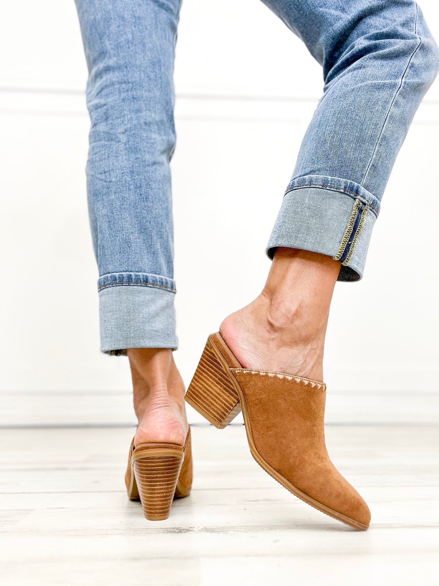 Corkys Sizzle Pointed Toe Mules in Tobacco Faux Suede