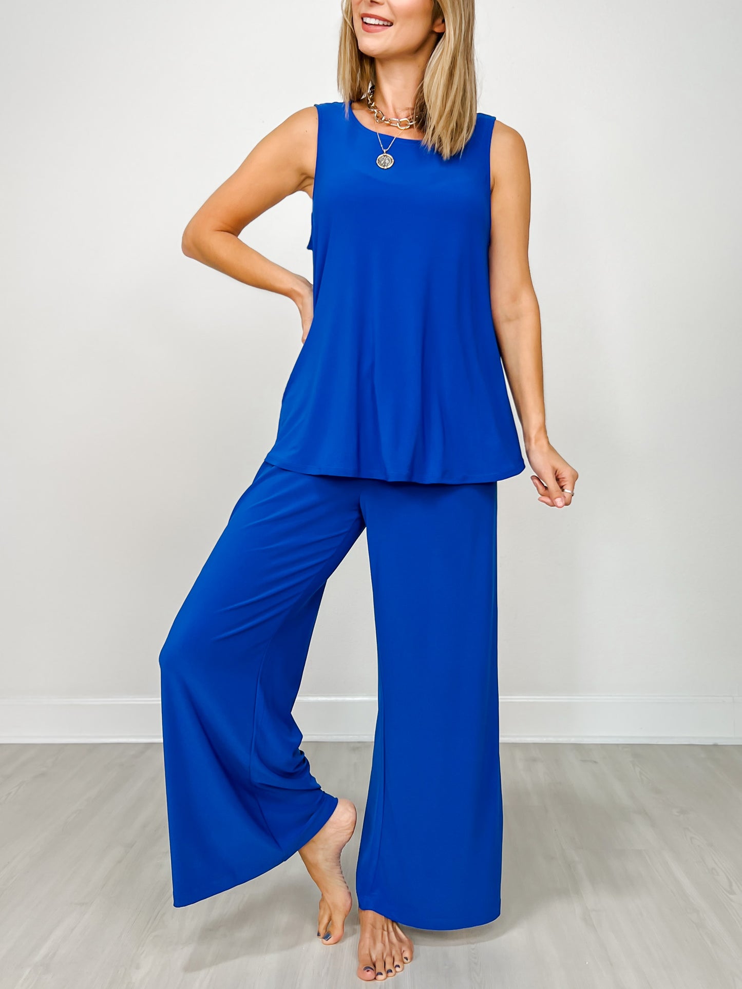 Sunkissed Sleeveless Loose Fit Top with Matching Pants in Royal Blue