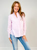Frill Neck Pinstriped Shirt