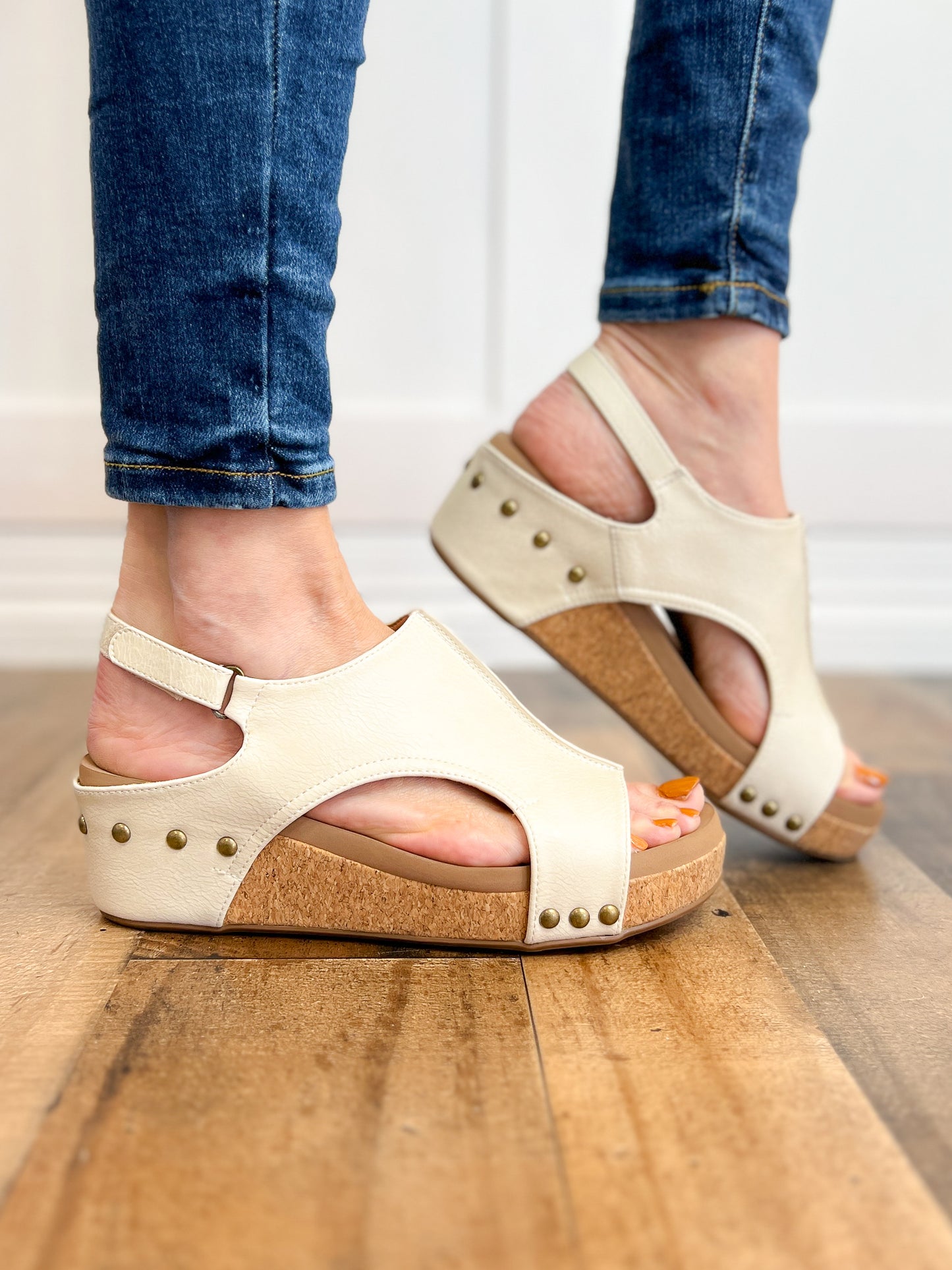 Corkys Volta II Wedge Sandals in Cream