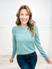 Devoted To Style Pin Tuck Long Sleeve Crew Neck Sweater Top