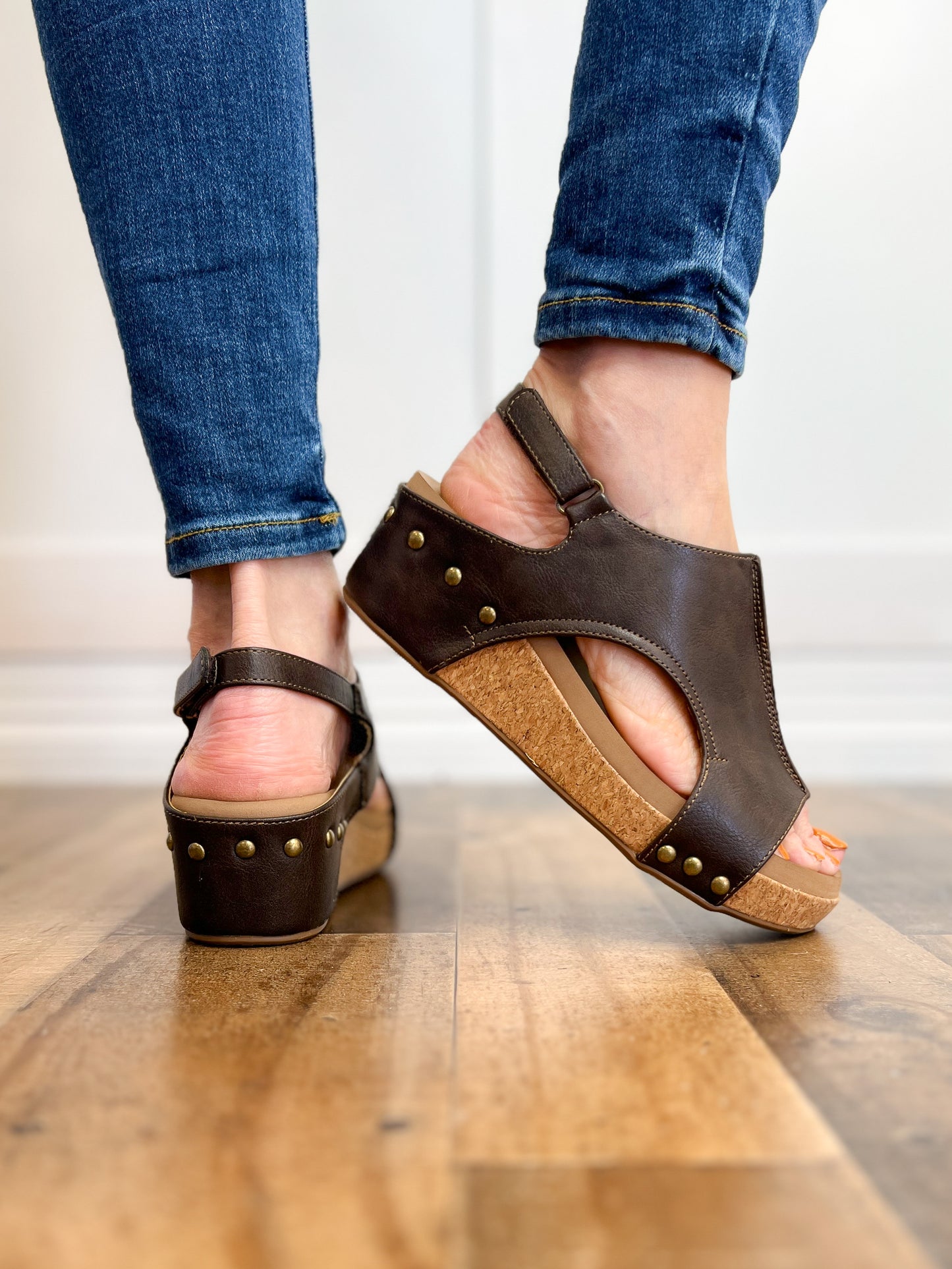 Corkys Volta II Wedge Sandals in Chocolate Smooth