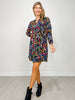 Floral Print 3/4 Sleeve Scarlett Dress in Black