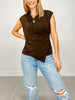 Cap Sleeve Surplice Wrinkle-Free Top