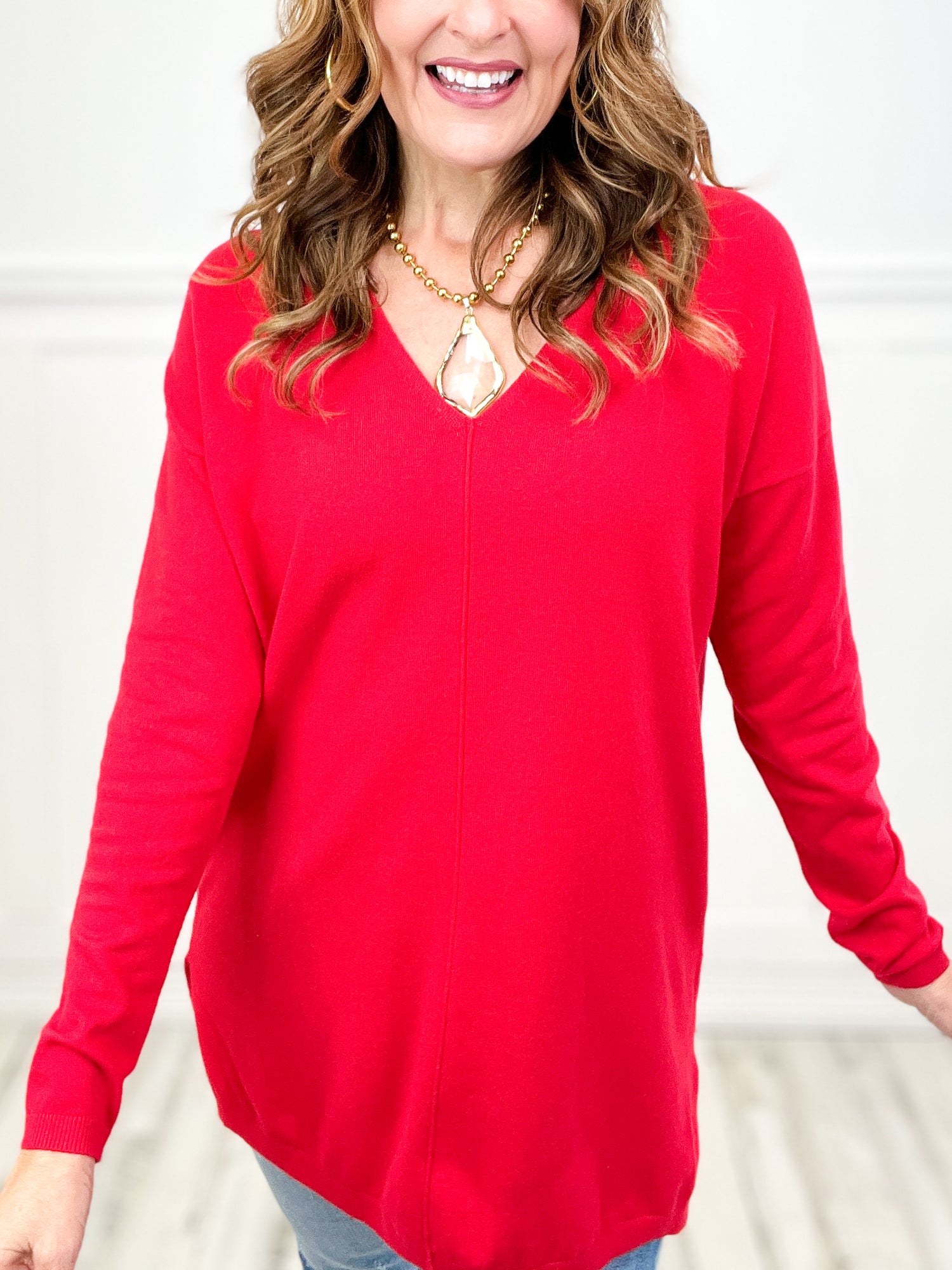 So Soft V-Neck Center Seamed Sweater Top – Emma Lou's Boutique