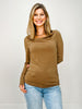 Black Friday -Classic Poly Blend Long Sleeve Ruched Top with Drop Neckline