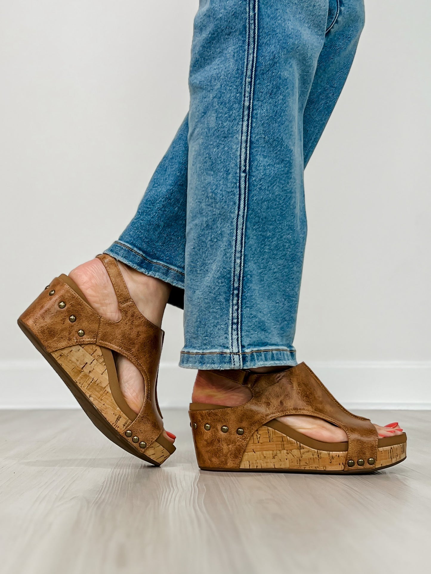 Corkys Carley Wedges in COGNAC DISTRESSED