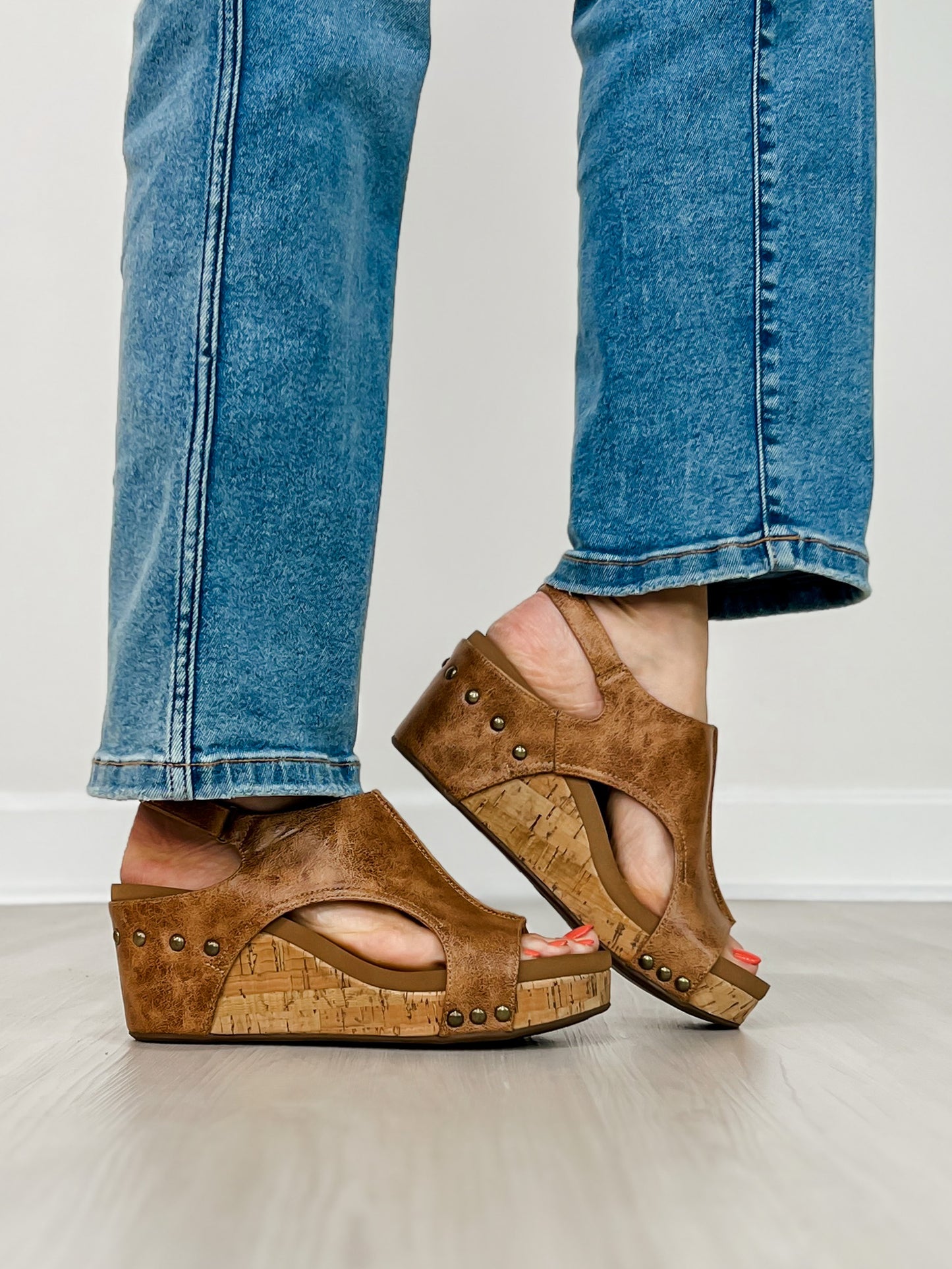 Corkys Carley Wedges in COGNAC DISTRESSED
