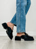 Lynn Chunky Platform Horsebit Slip On Loafer Mule in Black