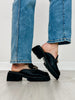 Lynn Chunky Platform Horsebit Slip On Loafer Mule in Black