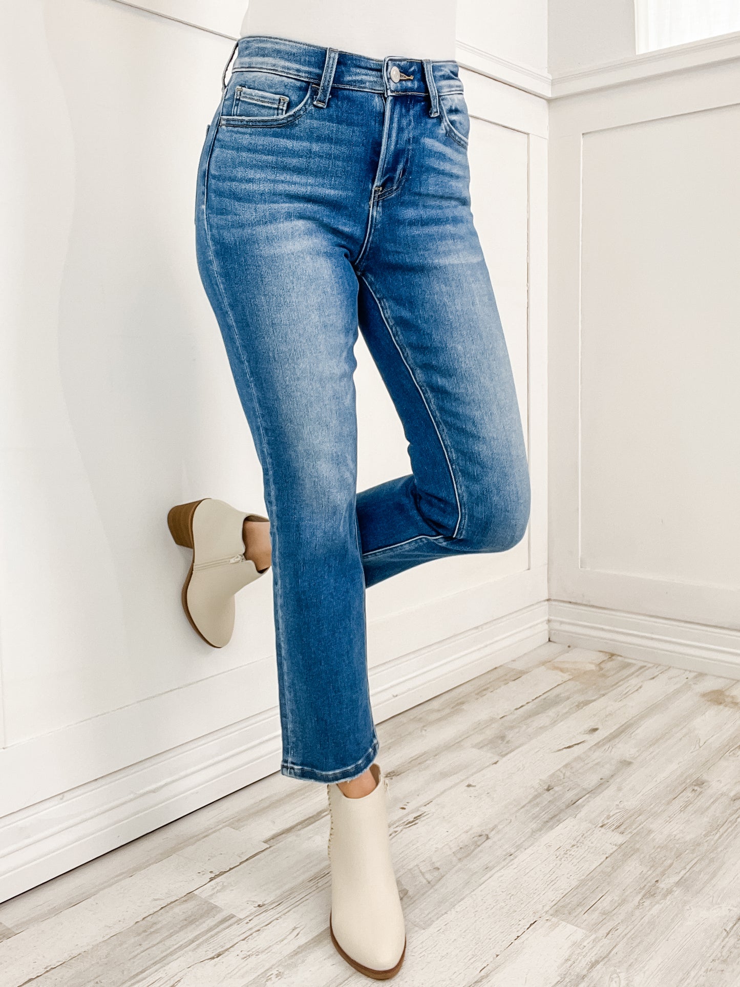 Lovervet by Vervet ENRICH Hi-Rise Ankle Slim Straight Denim Jeans