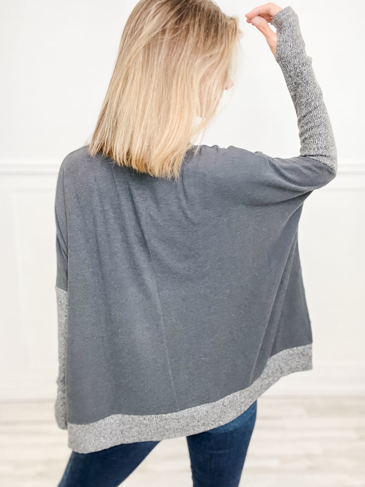 Long Sleeve Top with Hi-Lo Hem and Side Slits