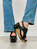 Corkys Carley Wedges in BLACK CRACKLE