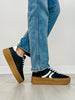 Semi Platform Double Stripe Low Sneakers in Black/White