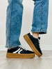 Semi Platform Double Stripe Low Sneakers in Black/White