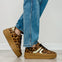 Semi Platform Double Stripe Low Sneakers in Leopard/Gold