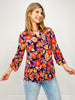 3/4 Sleeve Lizzy Top in Eggplant Floral Print