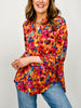 3/4 Sleeve Lizzy Top in Multi-Color Floral Print