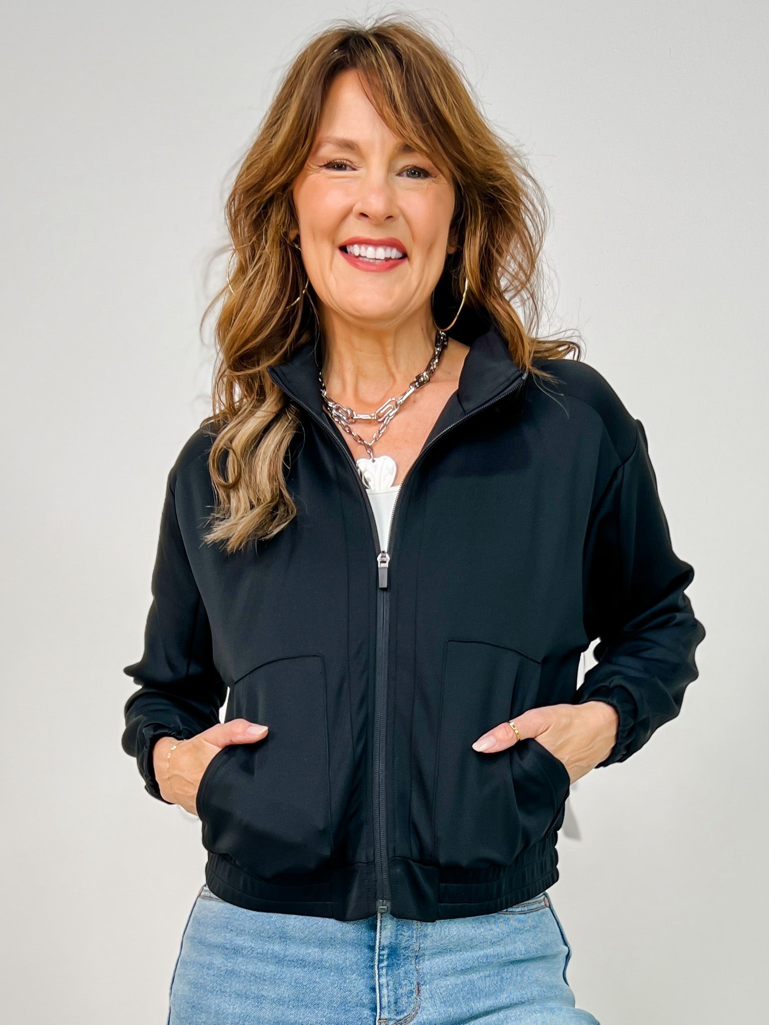 Mock Neck Zip-Up Active Jacket
