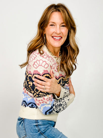 Multicolor Faire Isle Knit Sweater