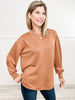 Long Sleeve Solid Knit Top with Hi-Lo Hem