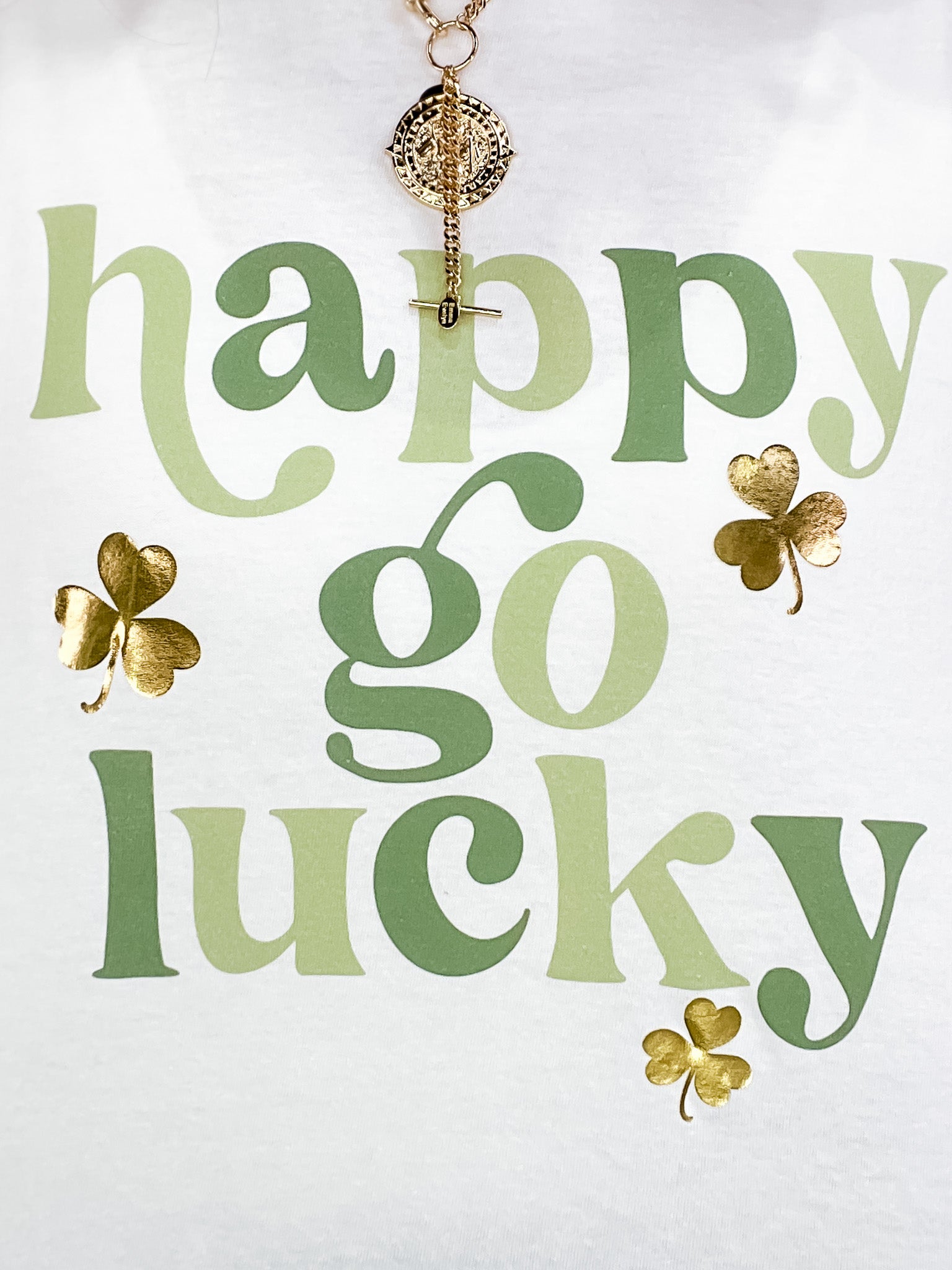 Happy Go Lucky Gold Foil Graphic Tee
