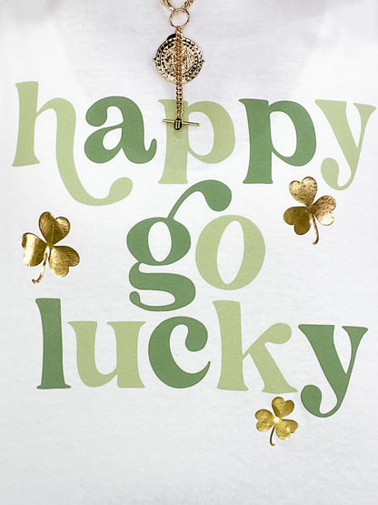 Happy Go Lucky Gold Foil Graphic Tee