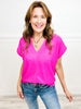 Call It What You Want Solid V-Neck Top with Dolman Sleeves