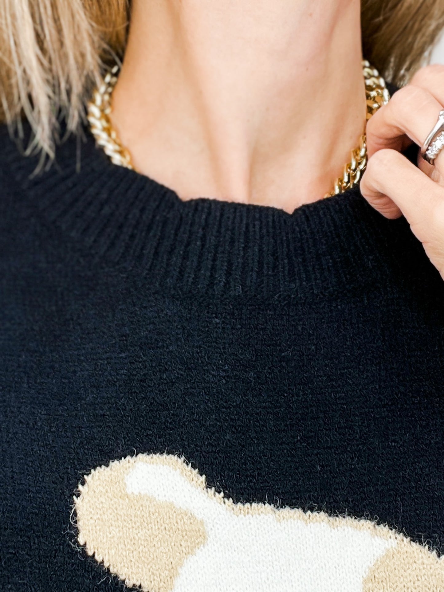 Sleeveless Teddy Bear Sweater Top With Side Ties and Scallop Detail