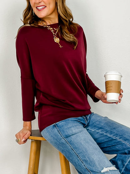 Long Sleeve Scuba Fabric Dolman Sleeve Top