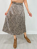 Leopard Print Midi Skirt With Elastic Waistband